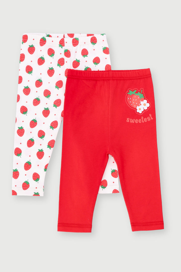 Baby Girls 2 Pack Strawberry Legging - Red