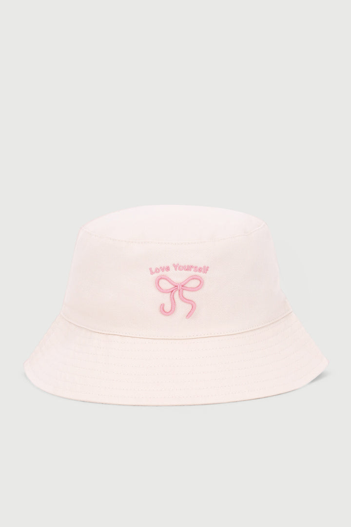 Girls Bow Bucket Hat - Cream
