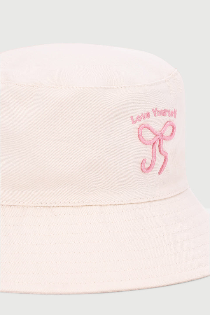 Girls Bow Bucket Hat - Cream