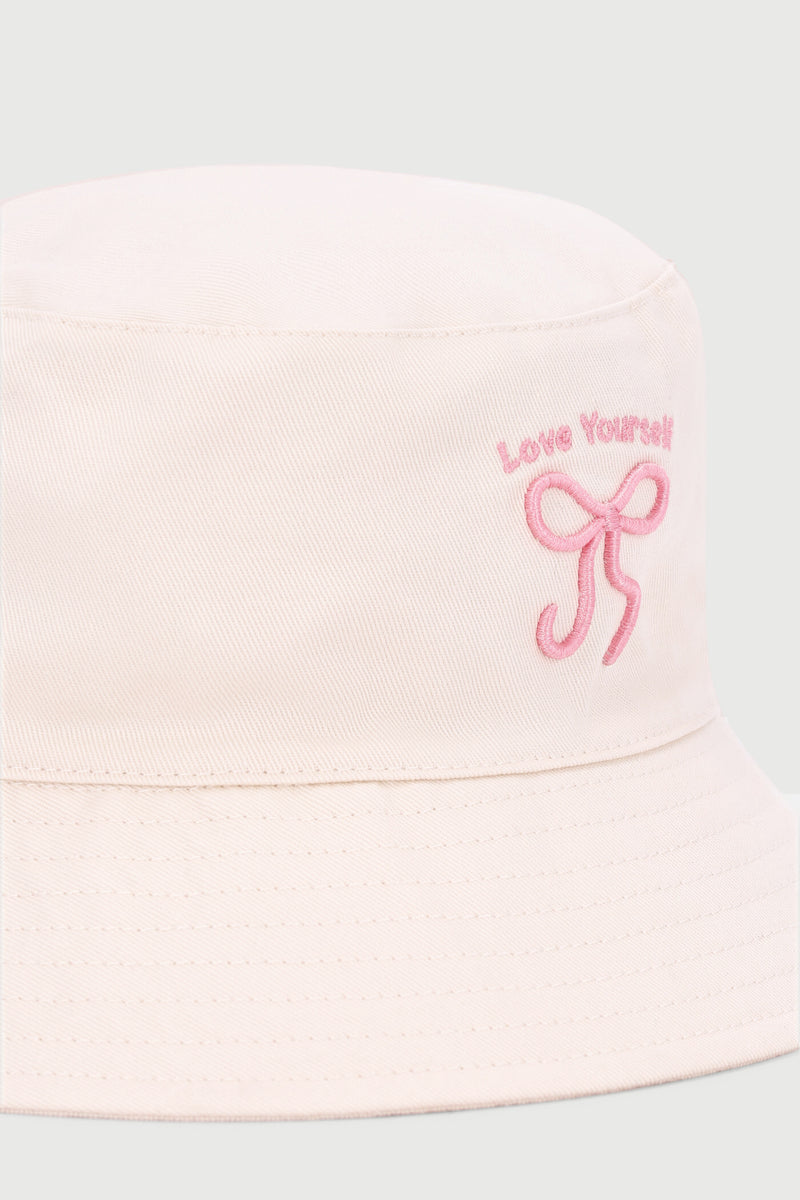 Girls Bow Bucket Hat - Cream