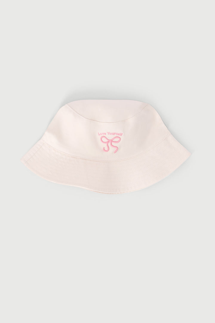 Girls Bow Bucket Hat - Cream