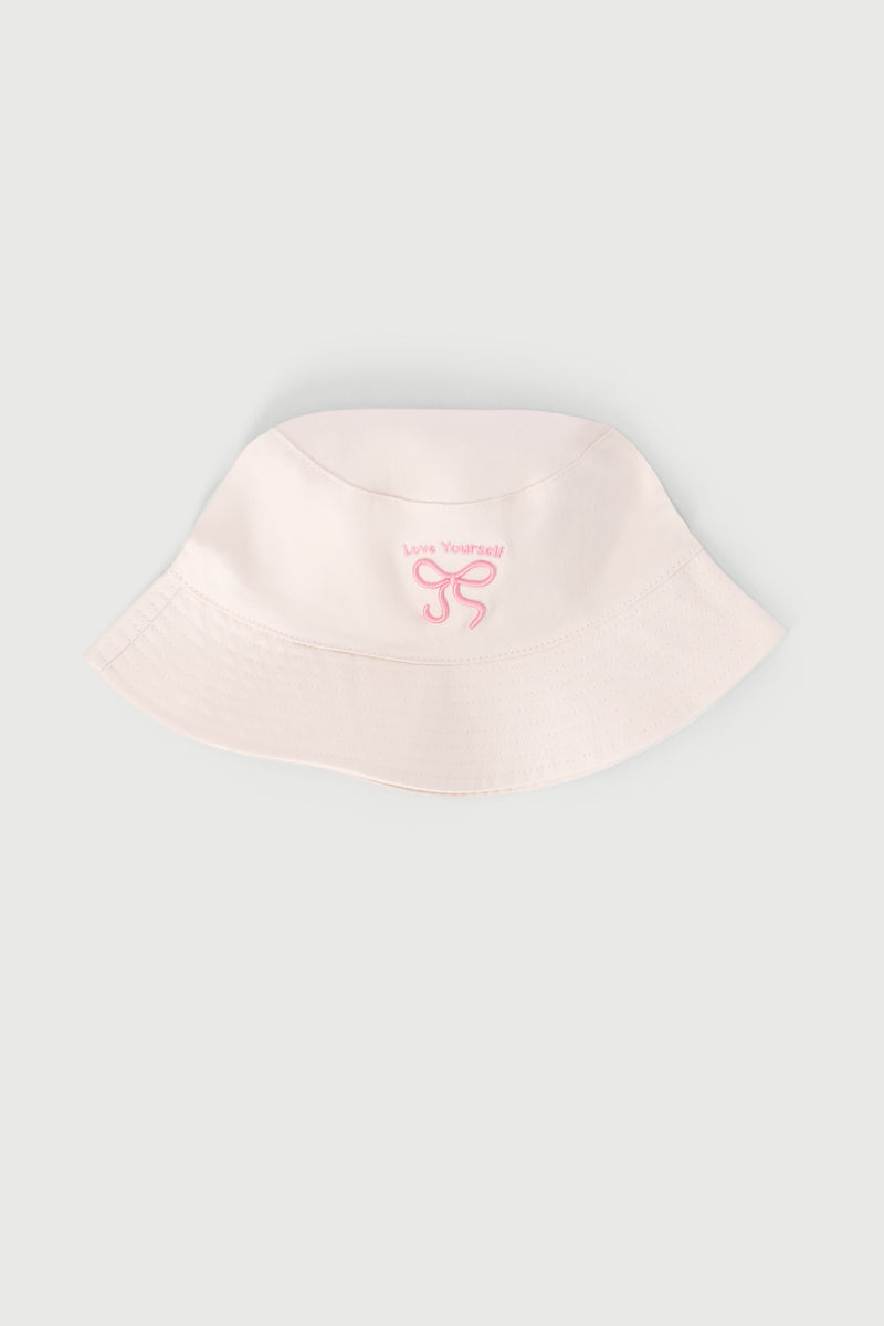 Girls Bow Bucket Hat - Cream