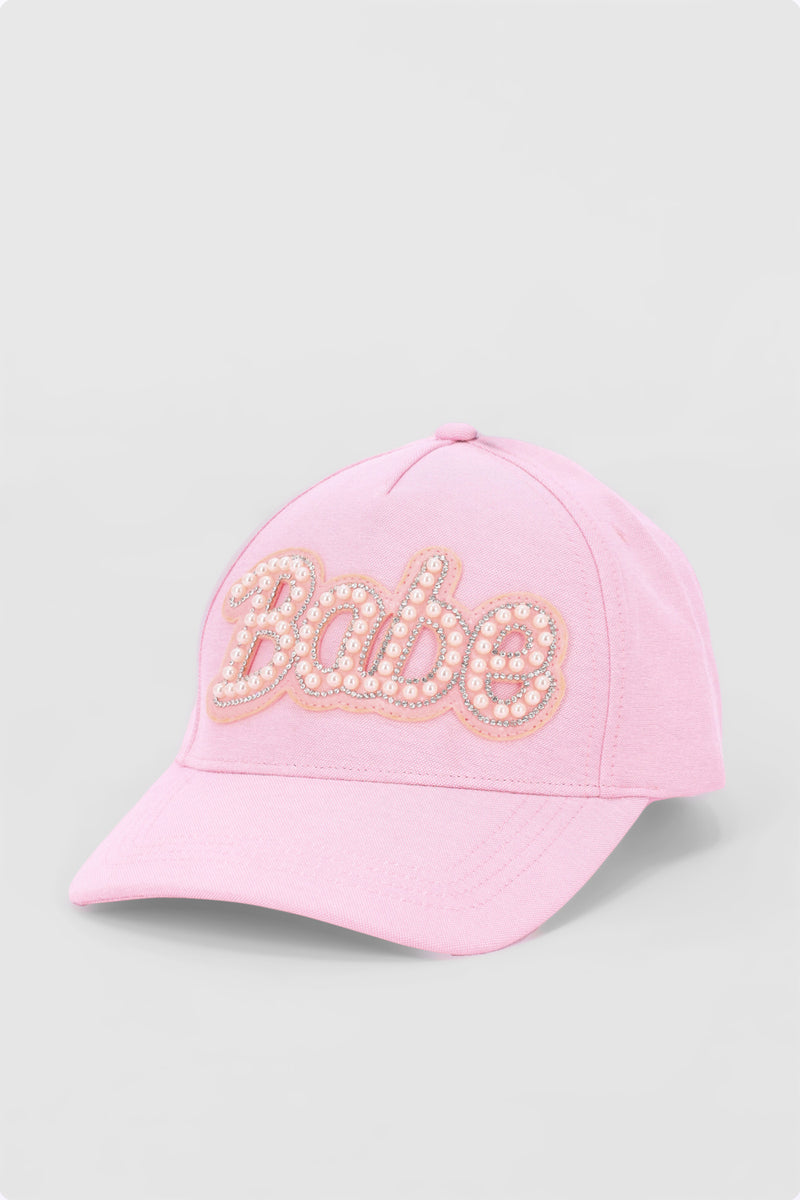 Girls Babe Pearl Baseball Cap - Pink