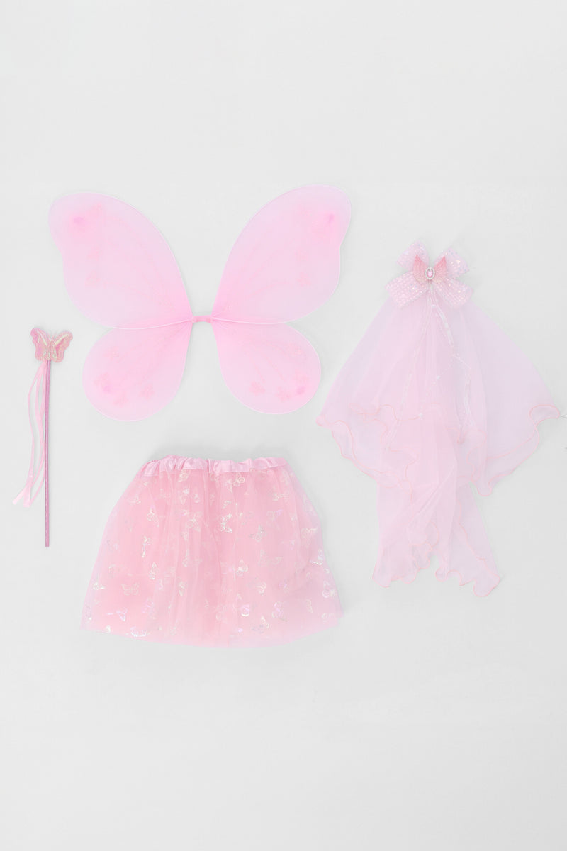 Pre-Girls Tutu Skirt: Wings And Clip Set - Pink