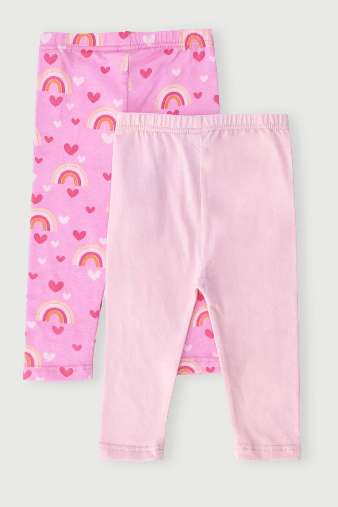 Baby Girls 2 Pack Rainbow Leggings - Pink