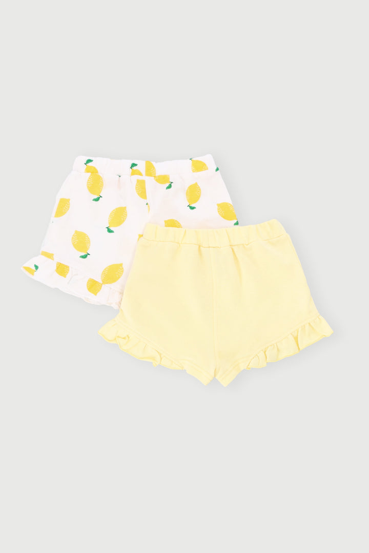 Baby Girls 2 Pack Lemon Shorts - Yellow
