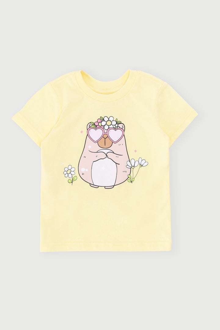 Baby Girls Capybara Tee - Yellow