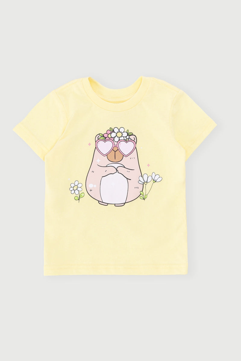 Baby Girls Capybara Tee - Yellow