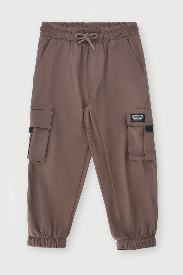 Pre-Boys Cotton Twill Cargo Jogger - Brown
