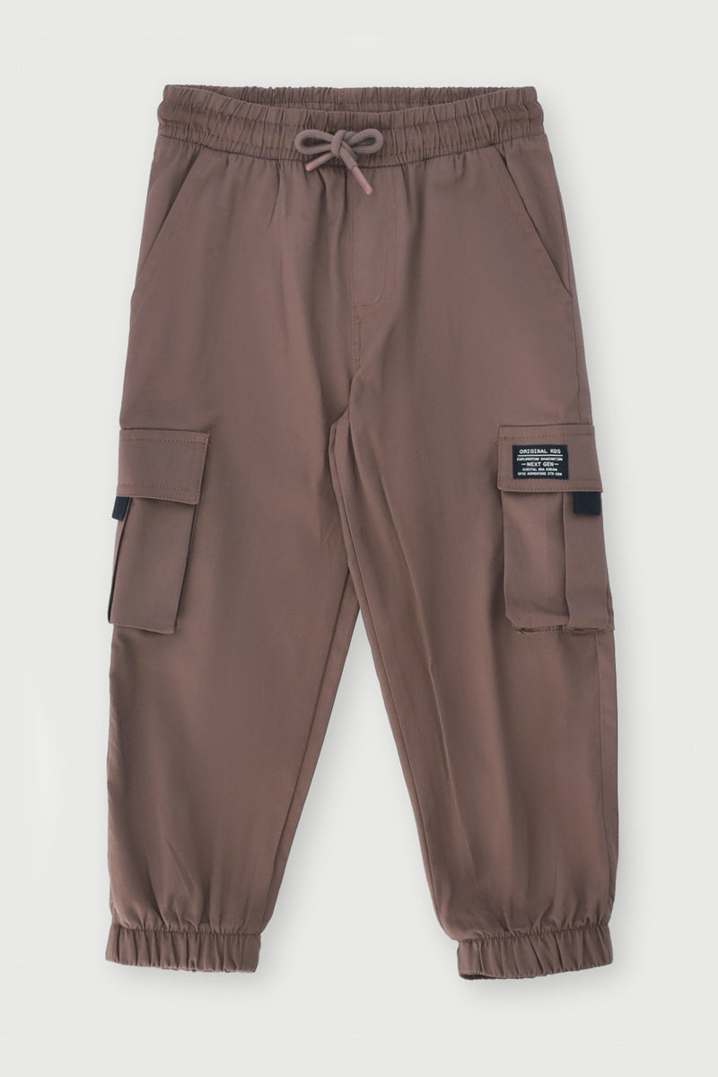 Pre-Boys Cotton Twill Cargo Jogger - Brown