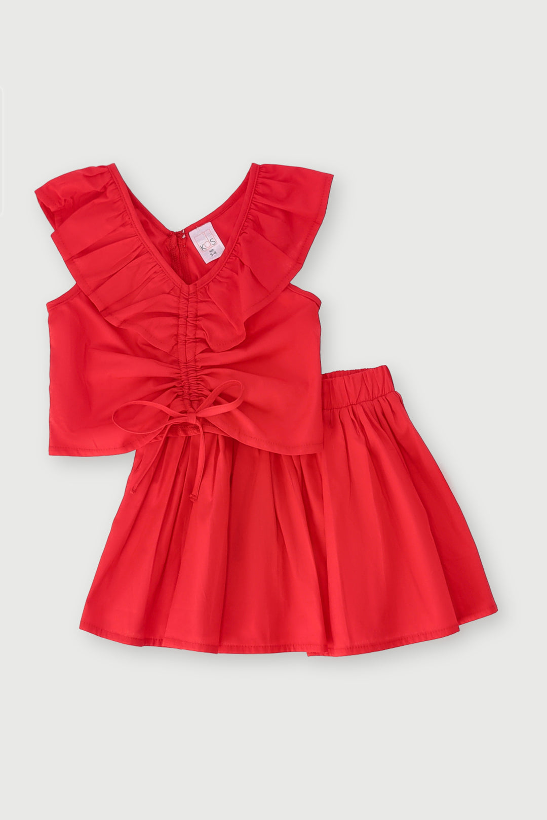 Pre-Girls Poplin Skirt Set - Red