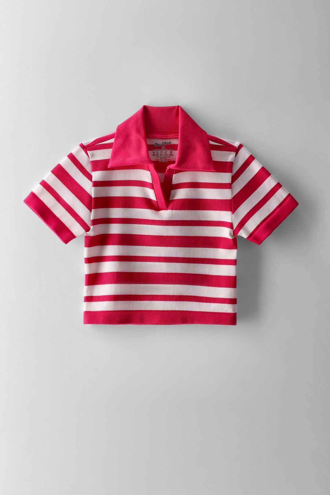 Girls Stripe Johnny Collar Top - Pink