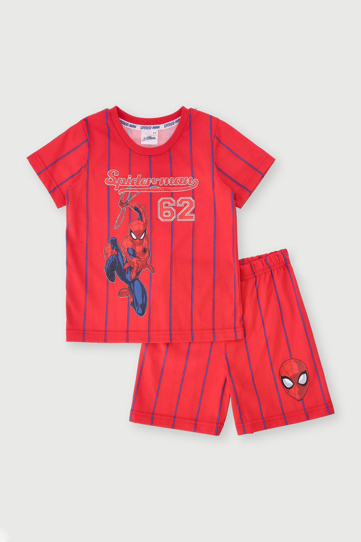 Pre-Boys Spiderman Short Sleeve Sleep Set - Red