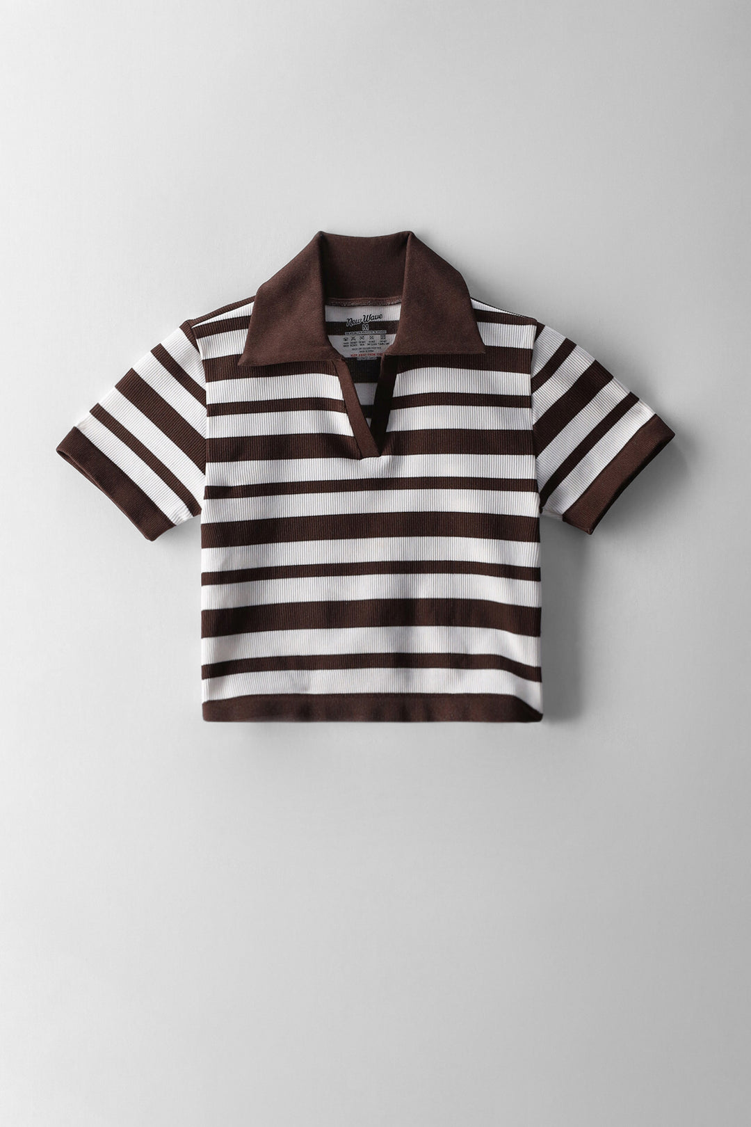 Girls Stripe Johnny Collar Top - Stone/White