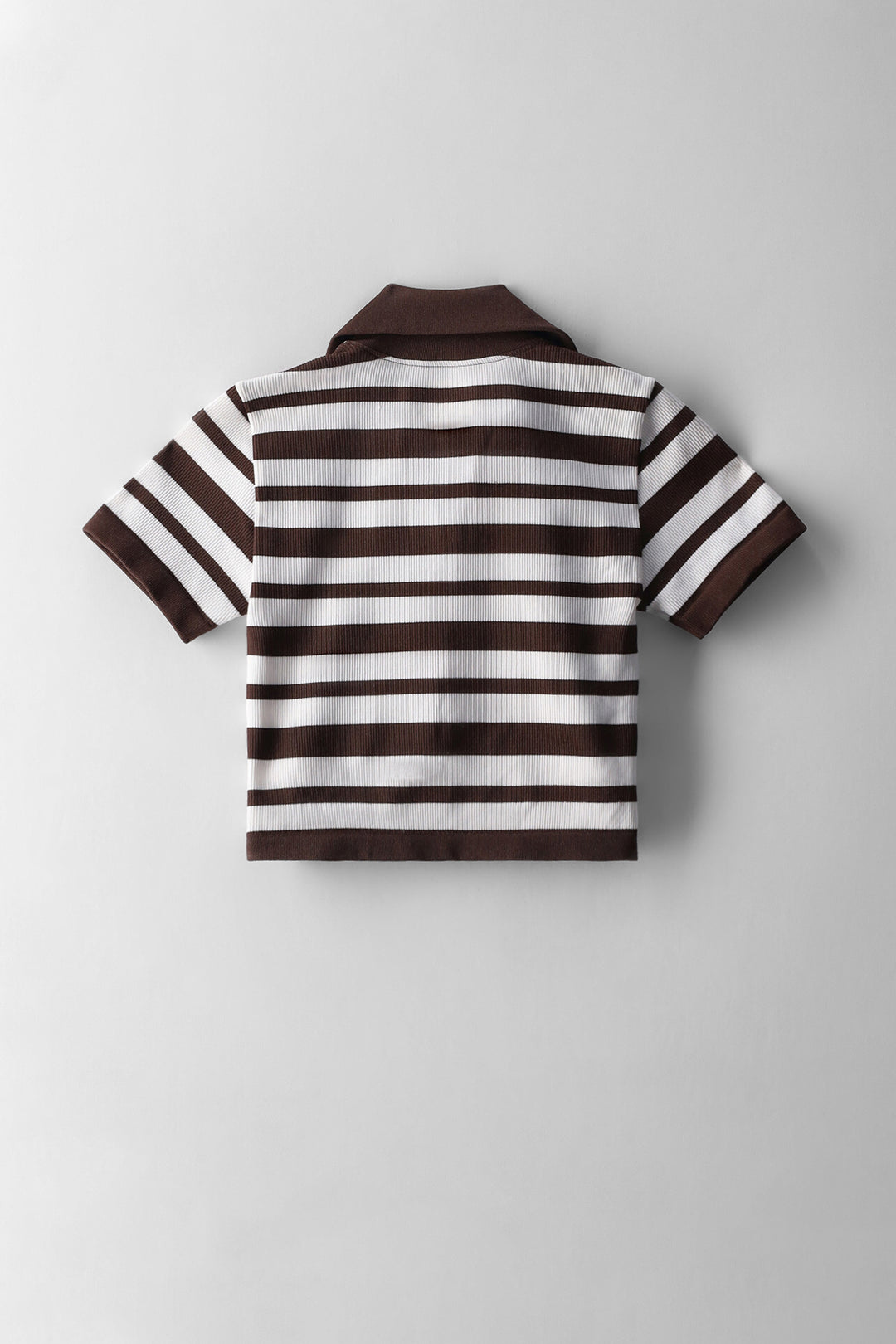 Girls Stripe Johnny Collar Top - Stone/White