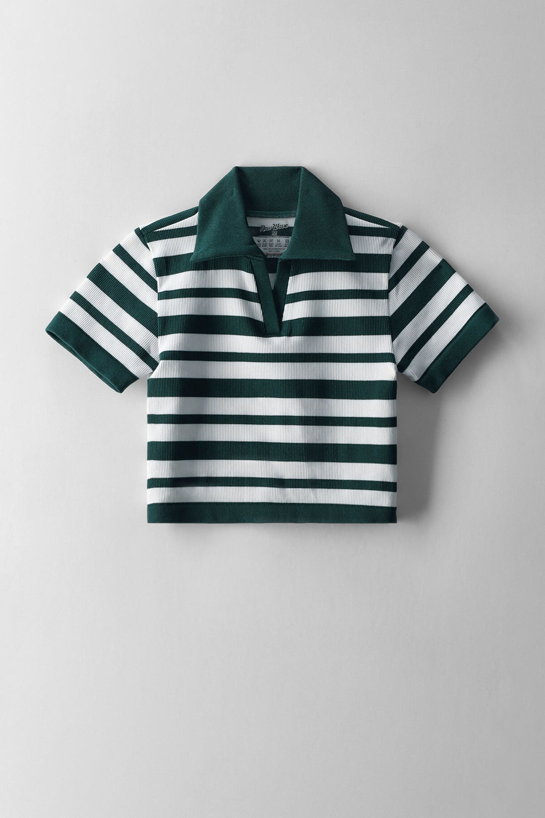 Girls Stripe Johnny Collar Top - Cream/Green