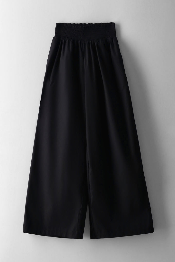 Girls Wideleg Shirred Waist Pants - Black