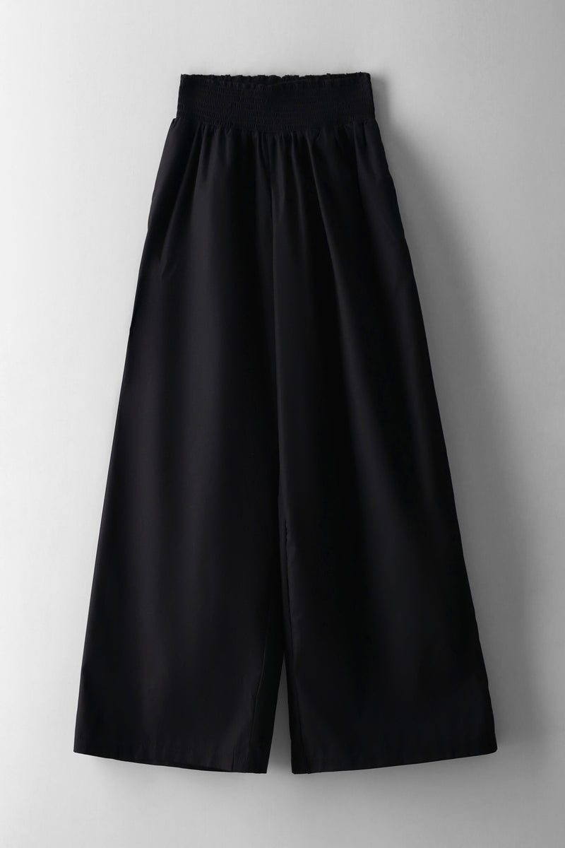 Girls Wideleg Shirred Waist Pants - Black