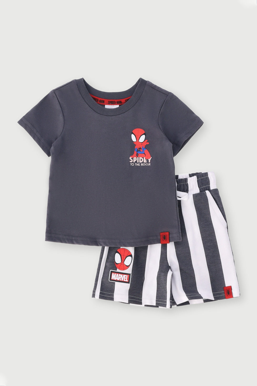Baby Boys Spiderman Tee & Unbrushed Short Set - Charcoal