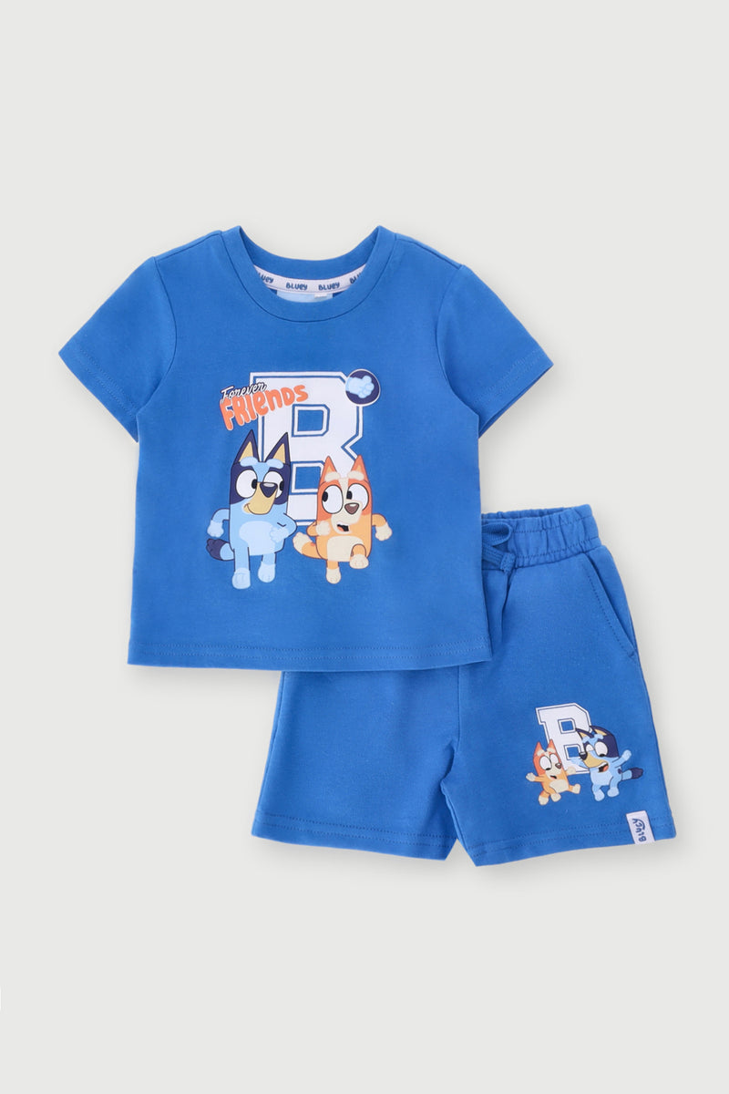 Baby Boys Bluey Tee & Unbrushed Short Set - Blue