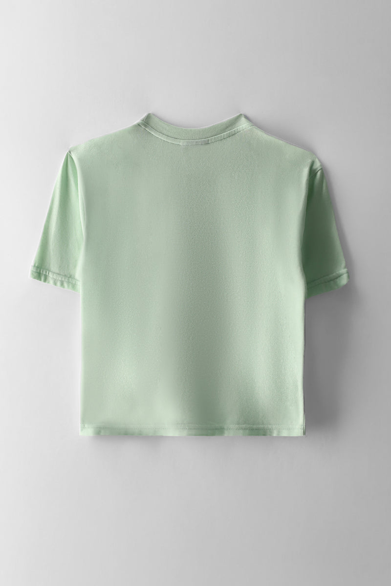 Girls Strawberry Matcha Boxy Tee - Sage