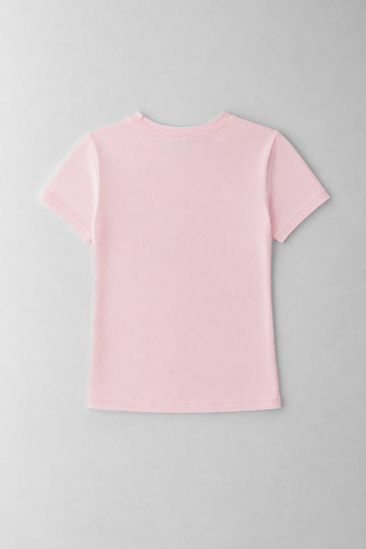 Girls More Bows Fitted Tee - Light Pink