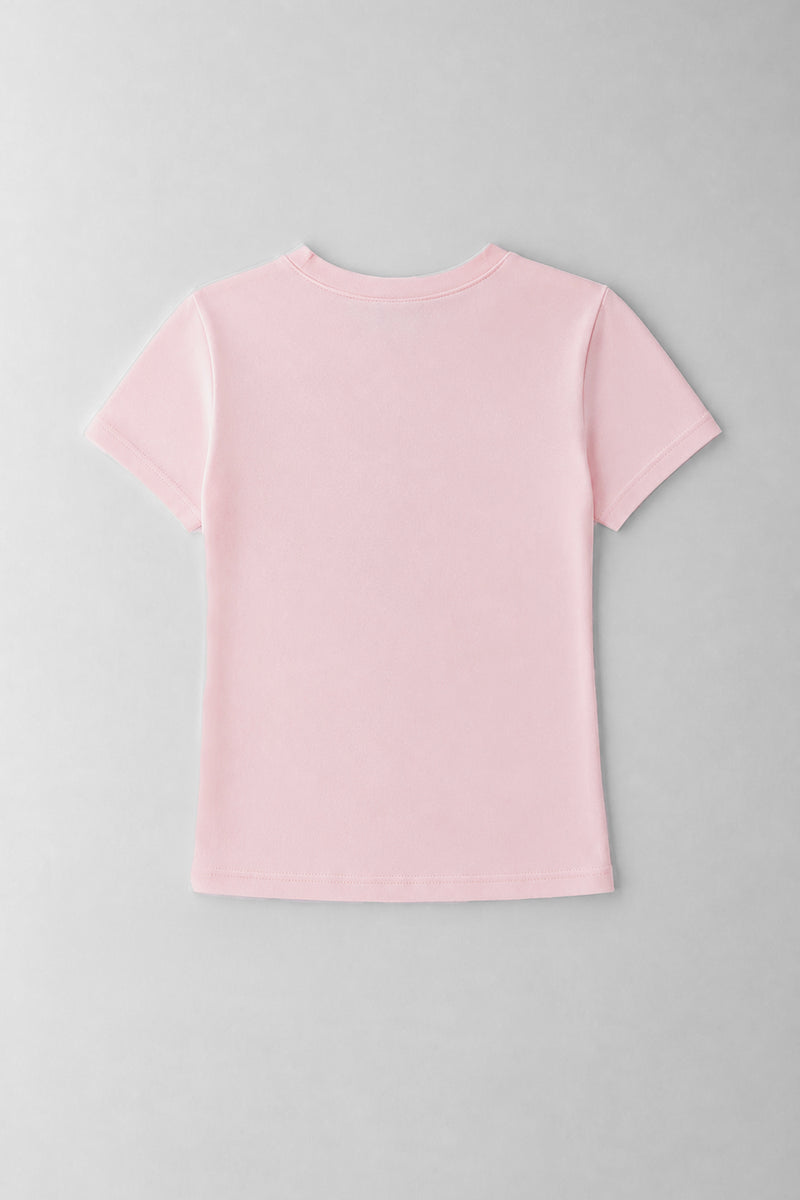 Girls More Bows Fitted Tee - Light Pink