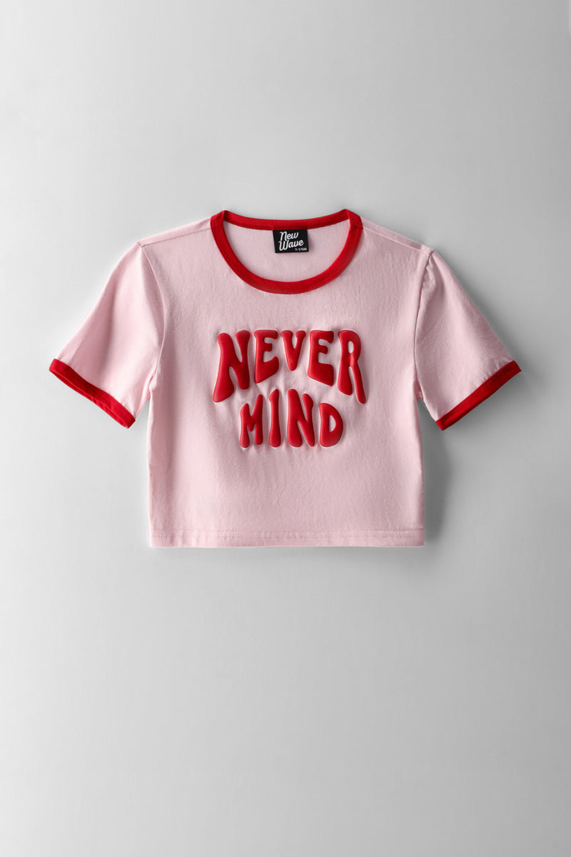 Girls Cropped Nevermind Tee - Pink