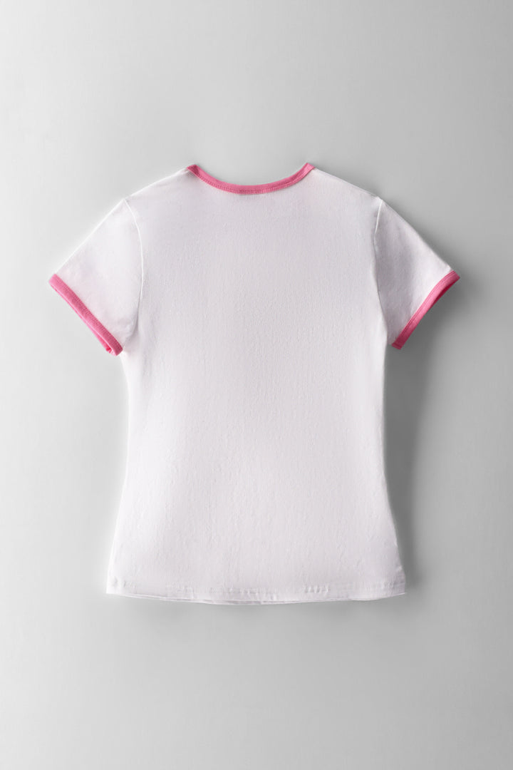 Girls Sardines Can Fitted Tee - White/Pink