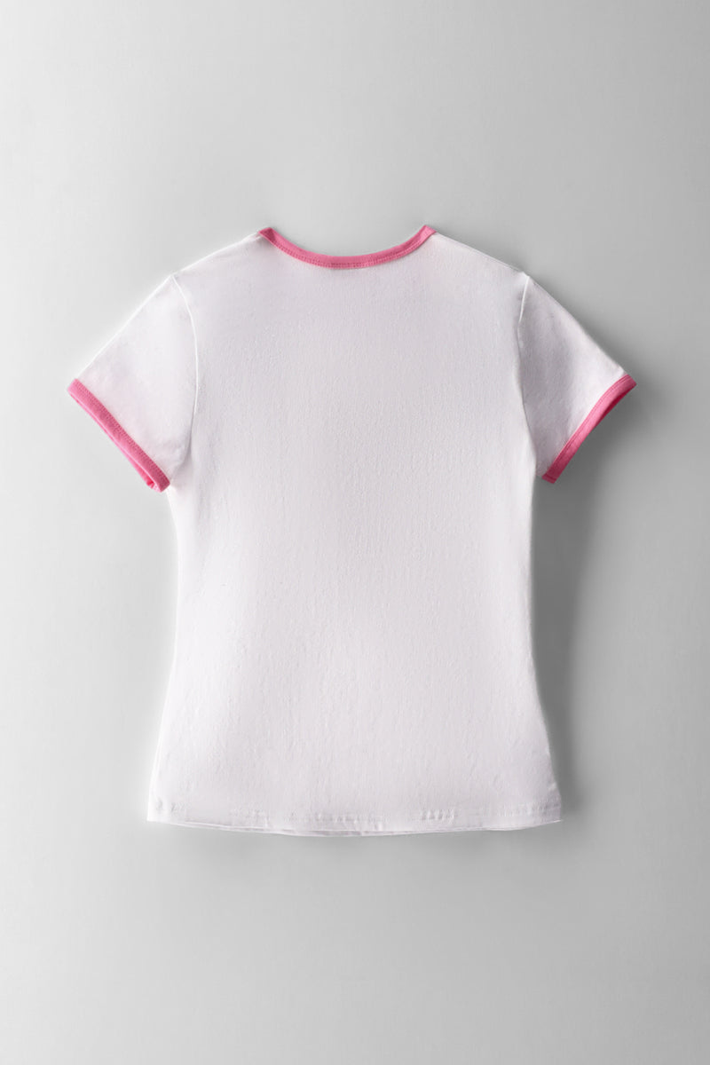 Girls Sardines Can Fitted Tee - White/Pink