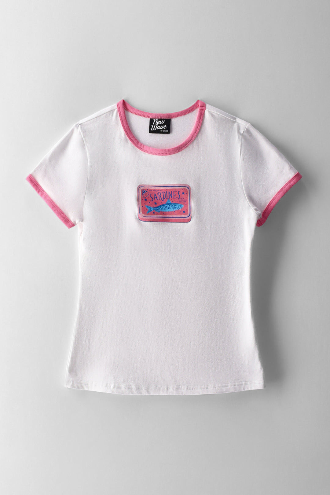 Girls Sardines Can Fitted Tee - White/Pink