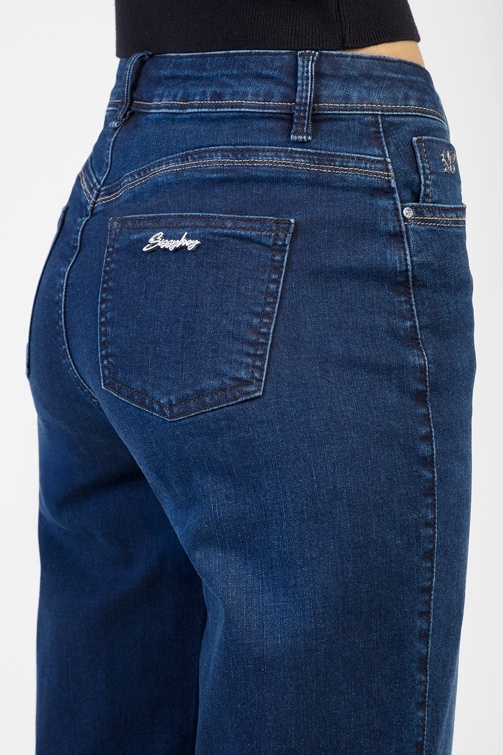 Amelie Mid Waist Straight Leg Denim - Dark Blue