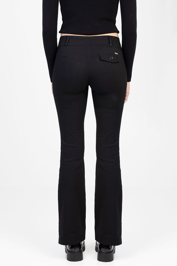 Gill Low Waist Thick Waistband Boot Leg Jean - Black