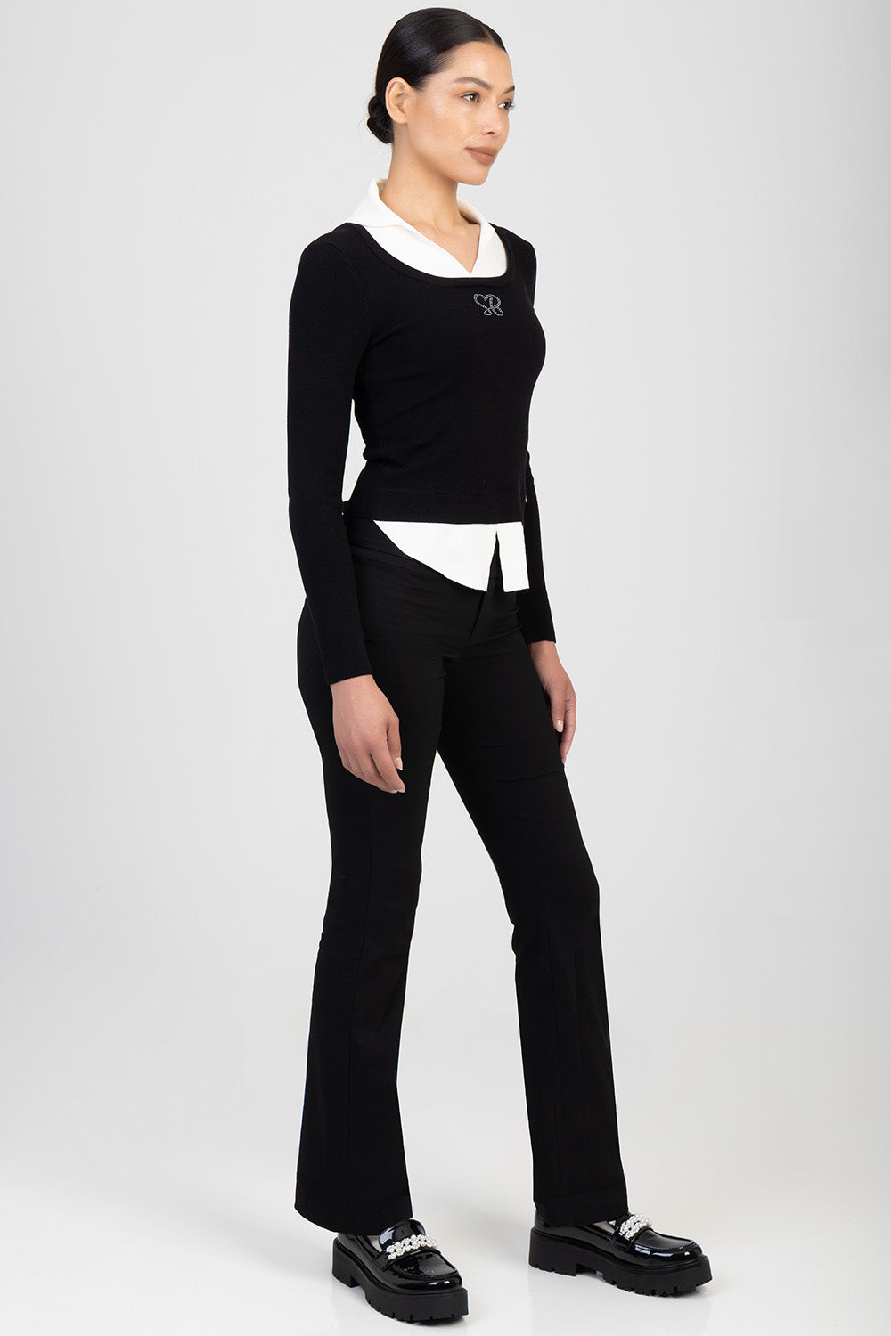 Gill Low Waist Thick Waistband Boot Leg Jean - Black
