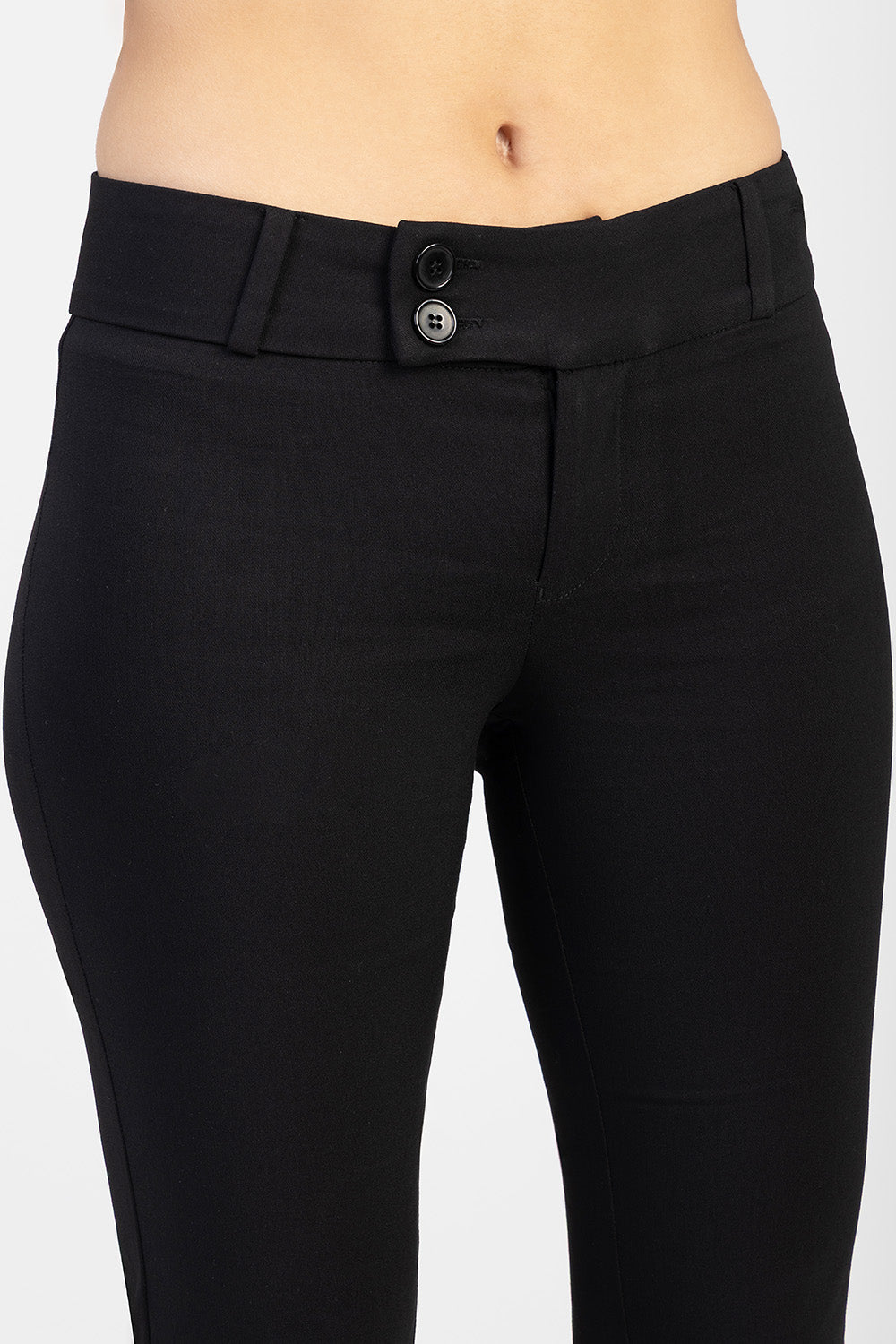 Gill Low Waist Thick Waistband Boot Leg Jean - Black