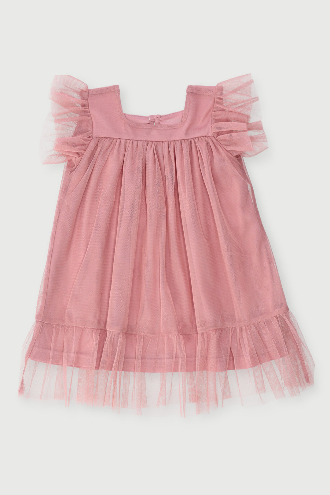 Baby Girls Multi Layered Tulle Dress With Headband - Dusty Pink