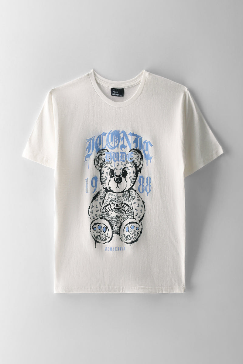 Boys Iconic Teddy Print T-Shirt - Cream