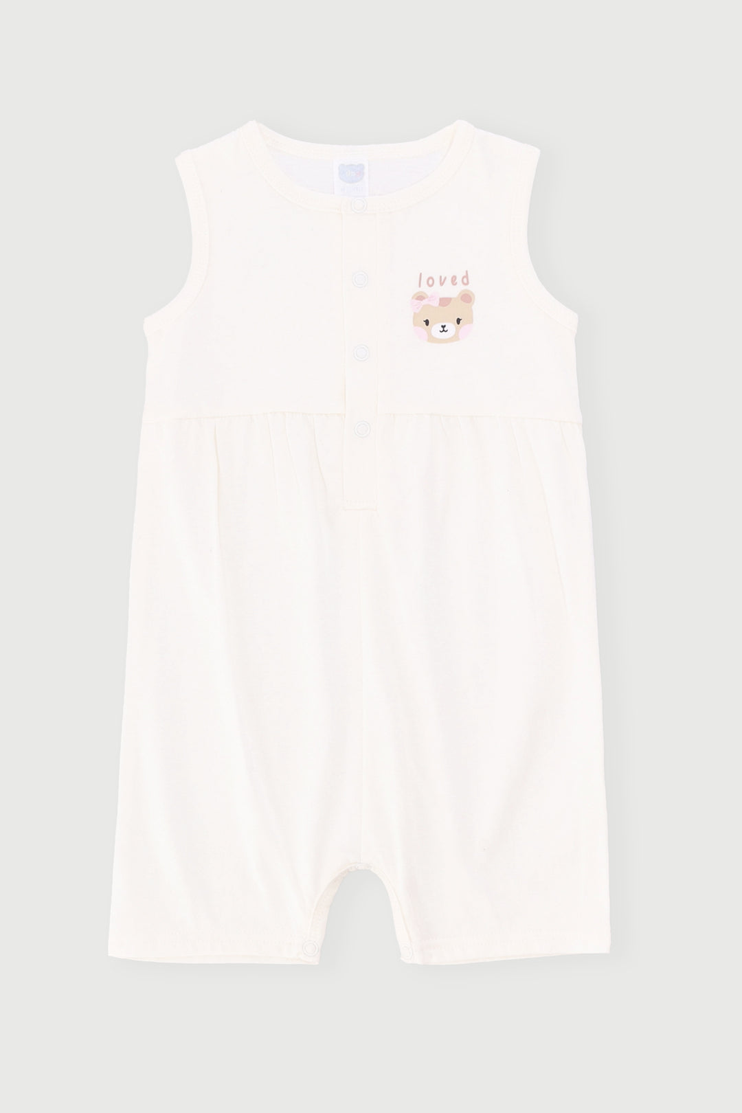 Baby Girls Teddy Bear Romper - Cream