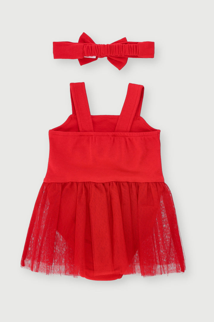 Baby Girls Tulle Christmas Babygrow - Red
