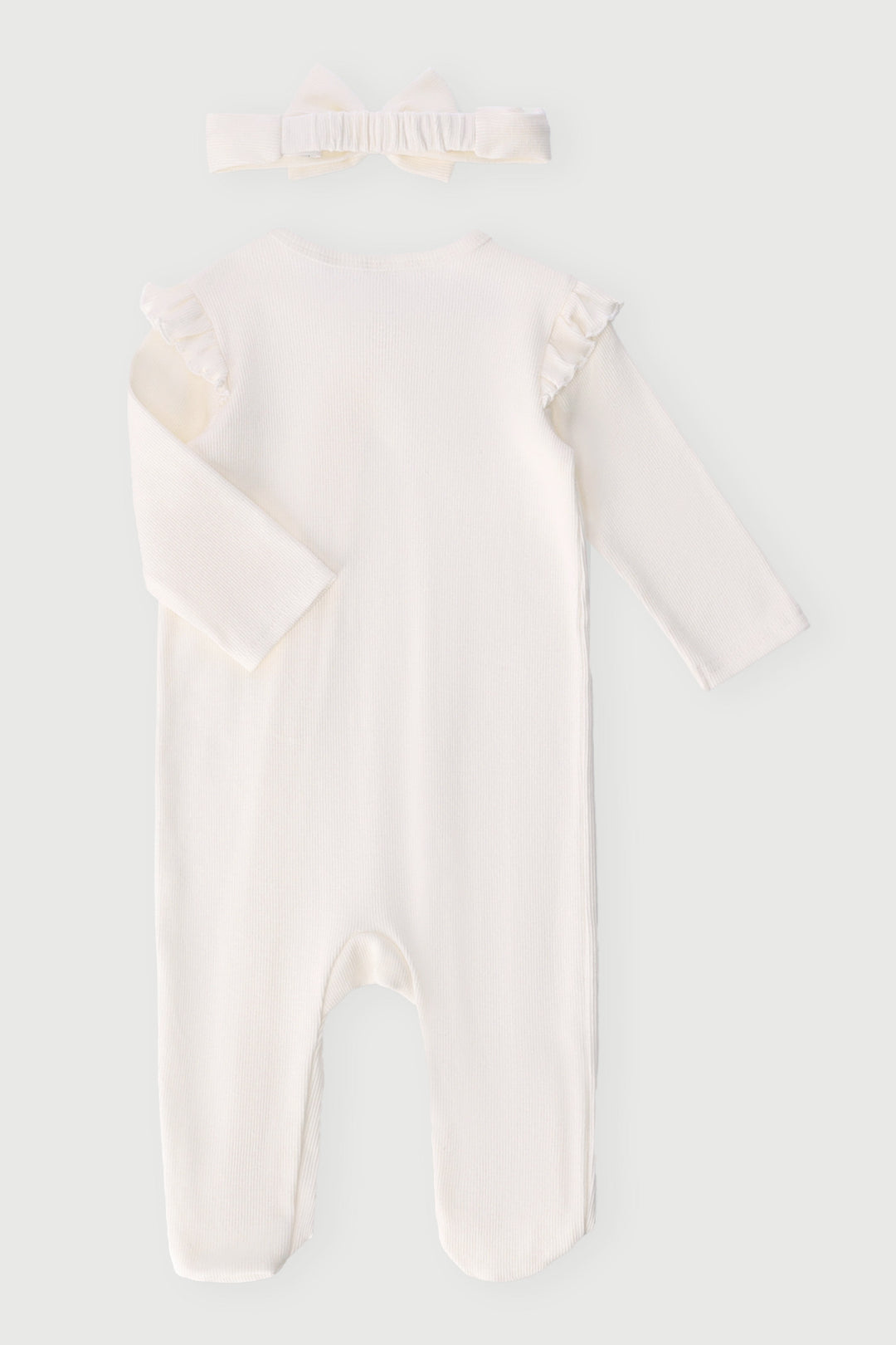 Baby Girls Sleepsuit With Headband - Cream