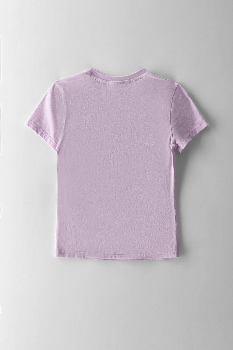 Girls Fitted Cute Chaos Tee - Lavender