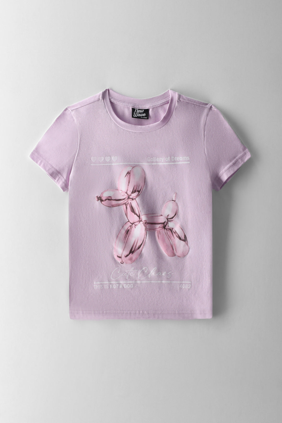 Girls Fitted Cute Chaos Tee - Lavender