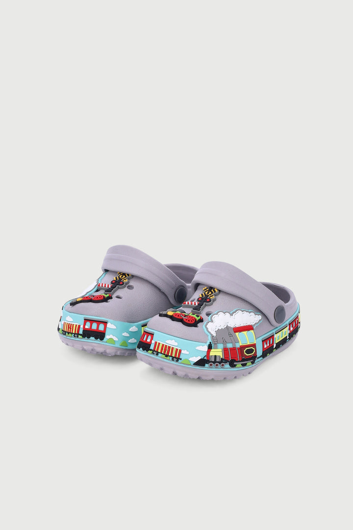 Pre-Boys Train Strip Clog - Grey