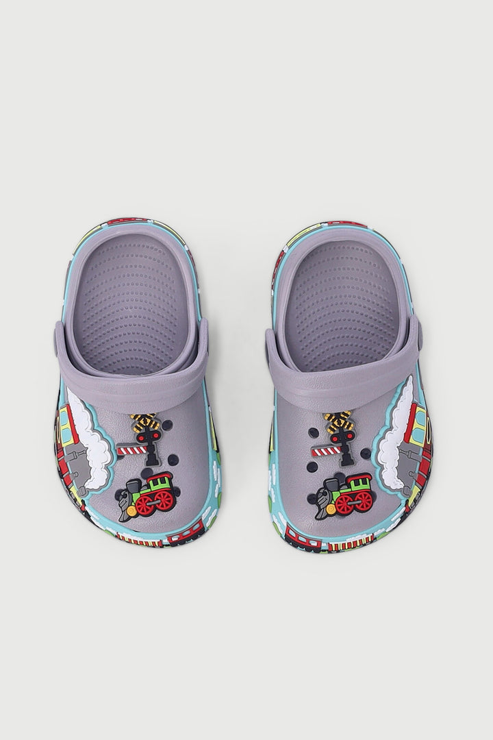 Pre-Boys Train Strip Clog - Grey