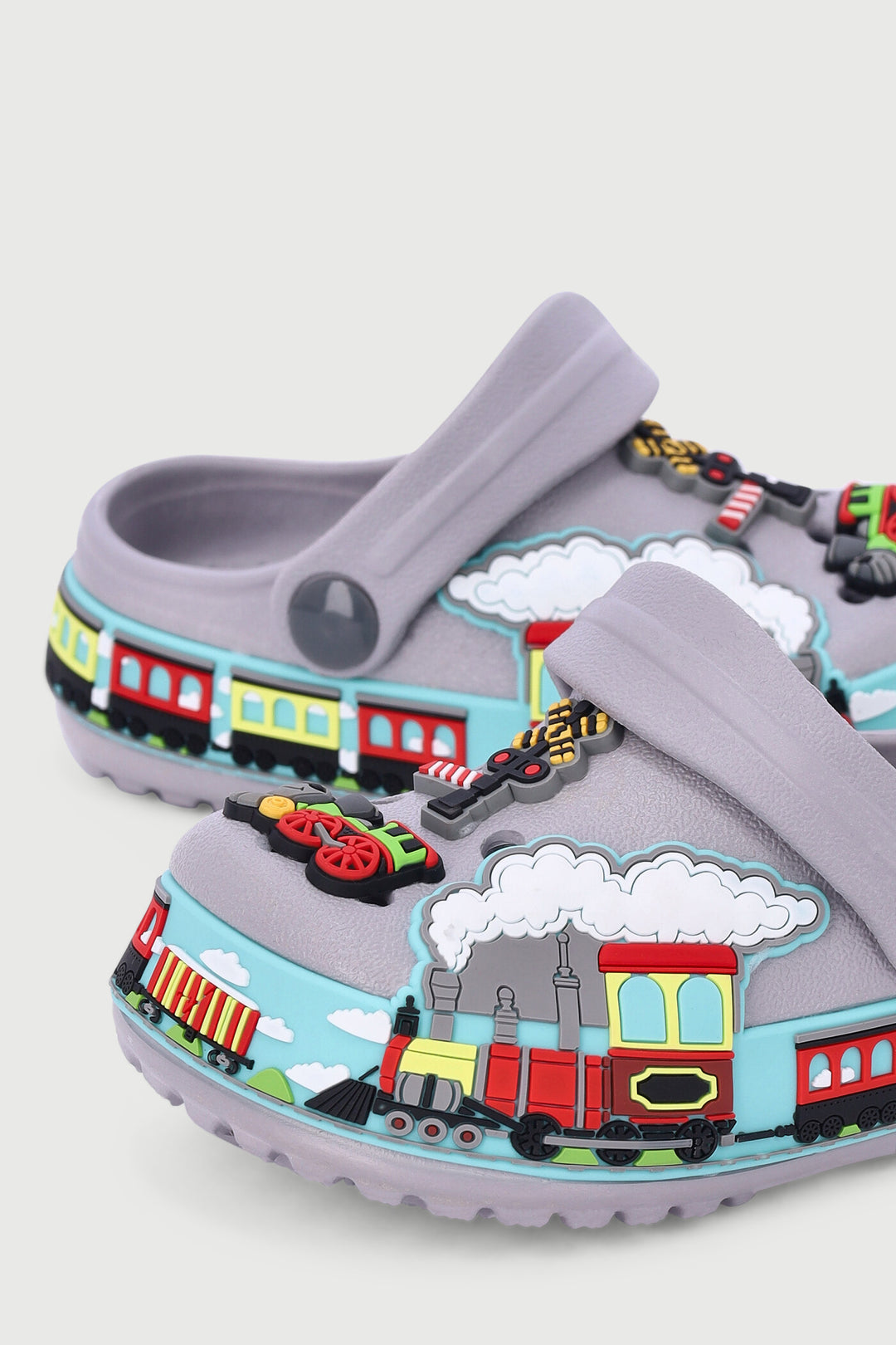 Pre-Boys Train Strip Clog - Grey