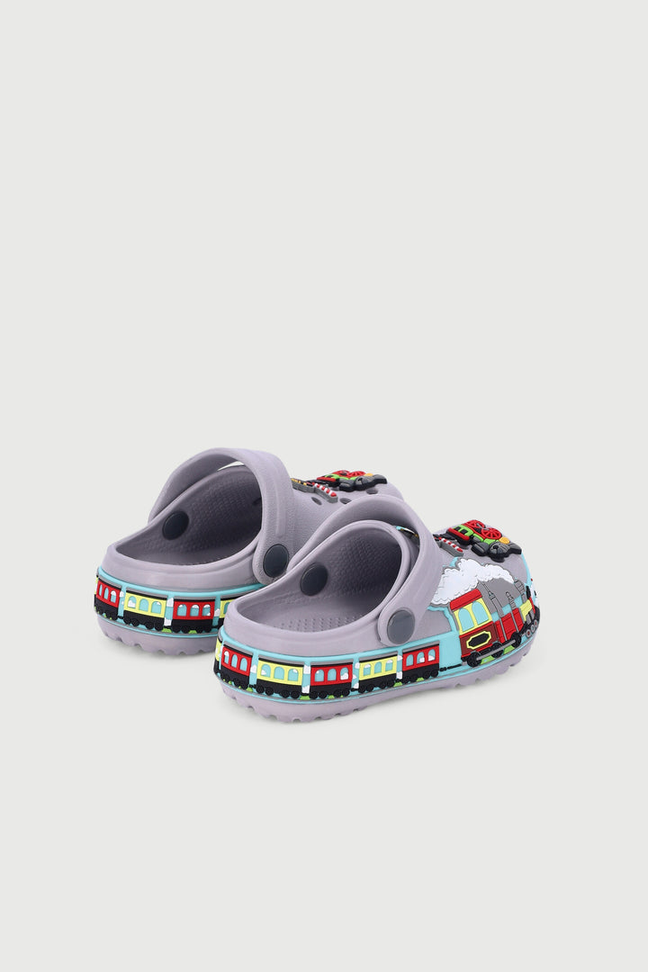 Pre-Boys Train Strip Clog - Grey
