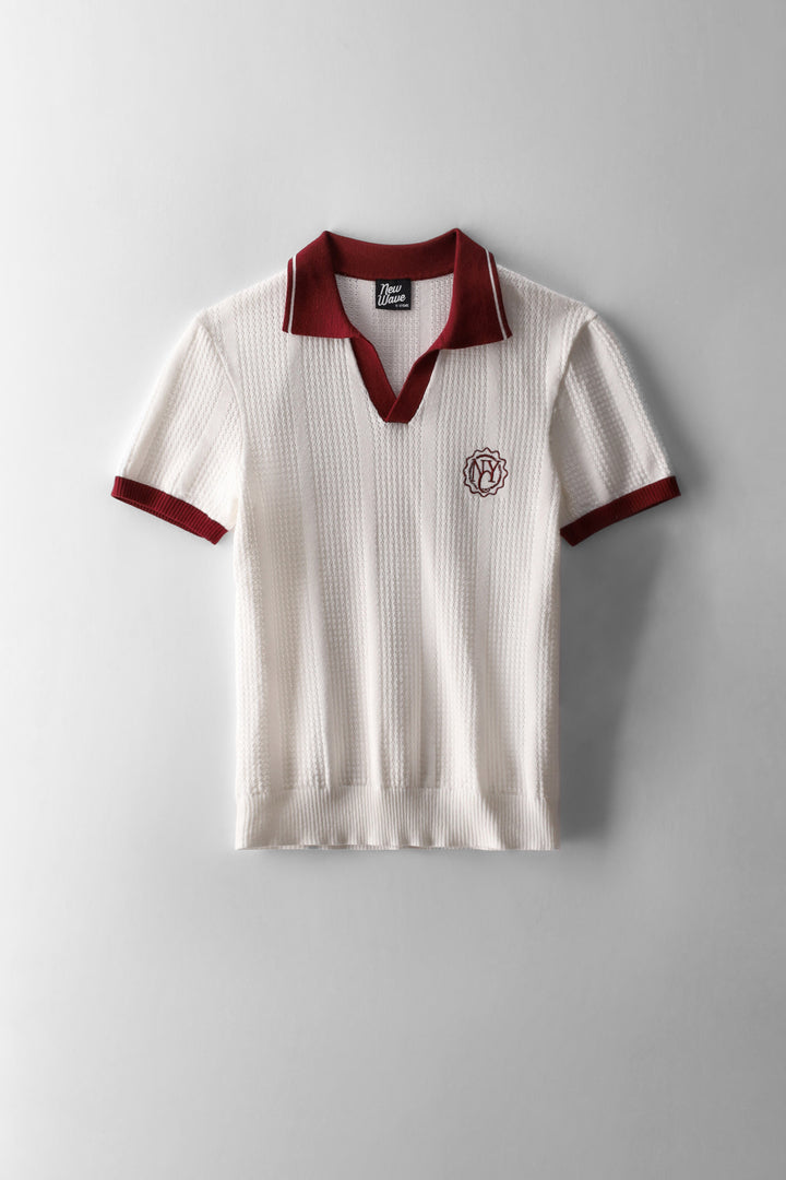 Boys Nyc Knit Golfer - Cream/Burgundy