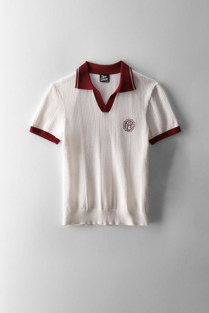 Boys Nyc Knit Golfer - Cream/Burgundy
