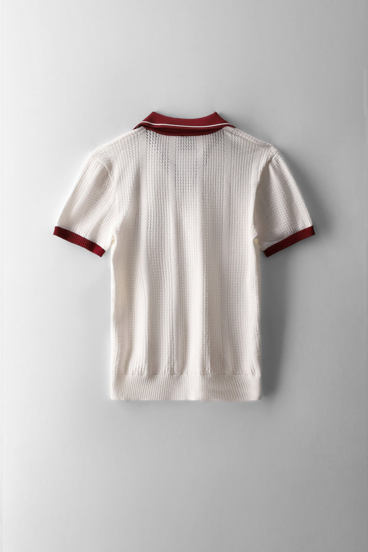 Boys Nyc Knit Golfer - Cream/Burgundy