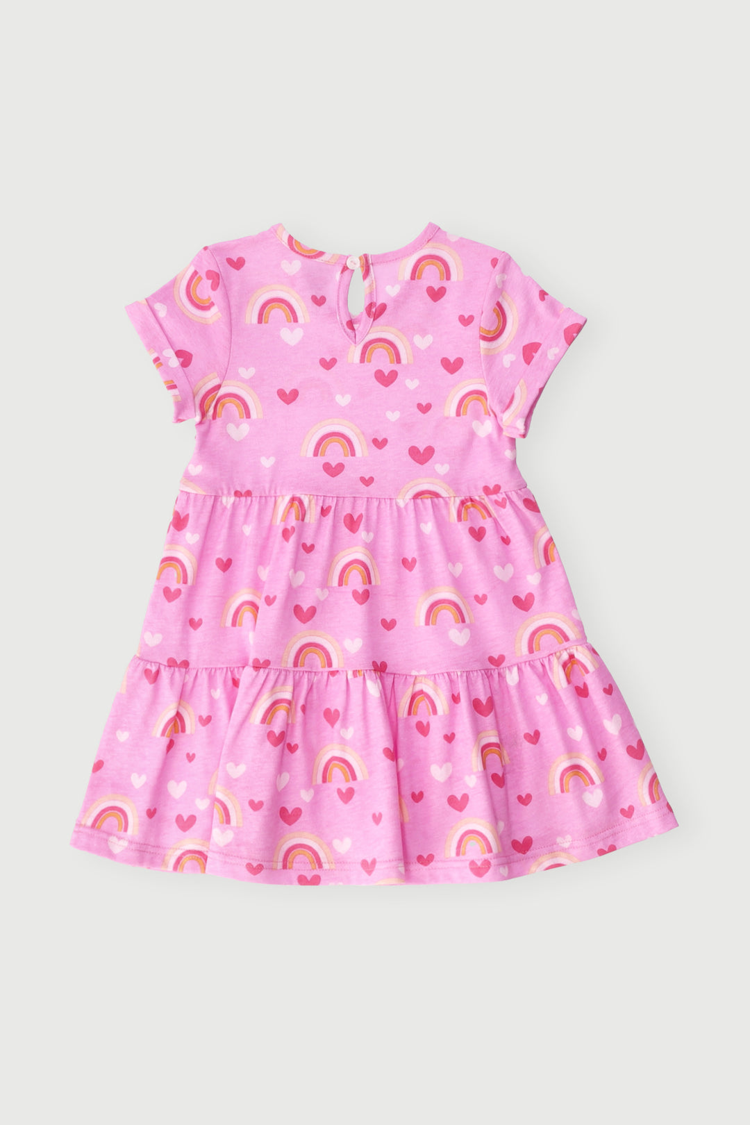 Baby Girls Rainbow Tiered Dress - Pink